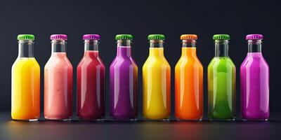 natural juices in bottles photo