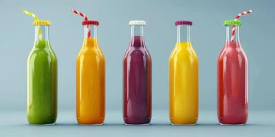 natural juices in bottles photo