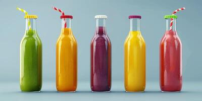 natural juices in bottles photo