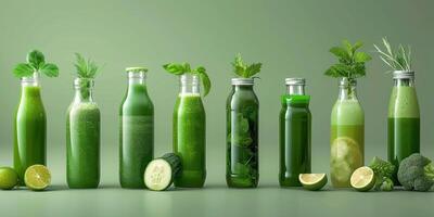 natural juices in bottles photo