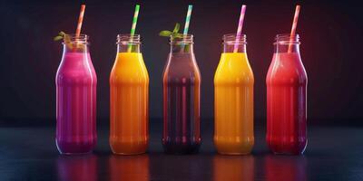 natural juices in bottles photo