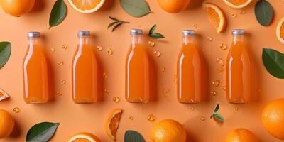 natural juices in bottles photo