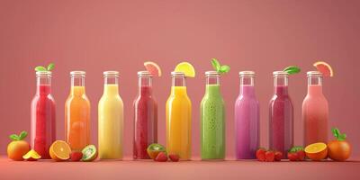 natural juices in bottles photo