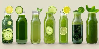 natural juices in bottles photo