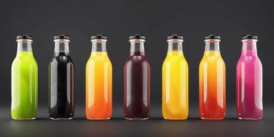 natural juices in bottles photo