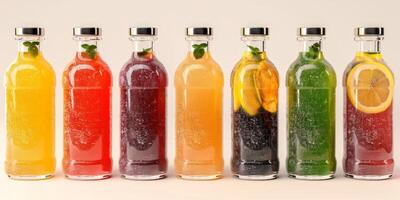 natural juices in bottles photo