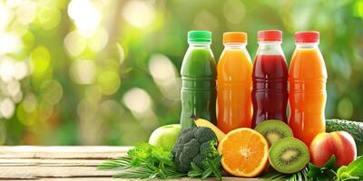 natural juices in bottles photo