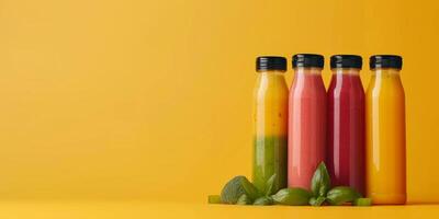natural juices in bottles photo