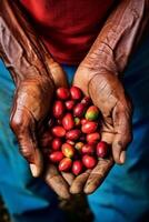 coffee beans in palms photo