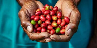coffee beans in palms photo