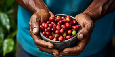 coffee beans in palms photo