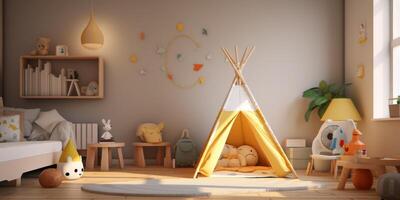 children's room with toy tents photo