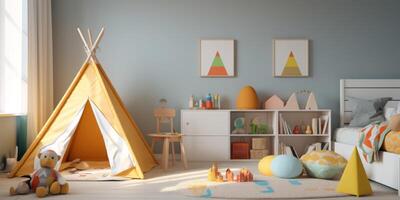 children's room with toy tents photo