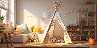 children's room with toy tents photo