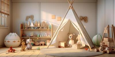 children's room with toy tents photo