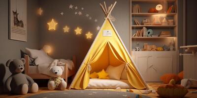 children's room with toy tents photo