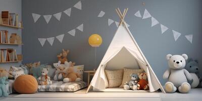 children's room with toy tents photo