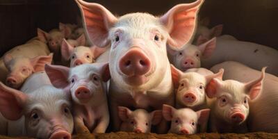 piglets in a pigsty photo