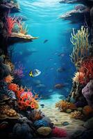 underwater world fish corals photo