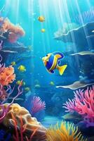 underwater world fish corals photo