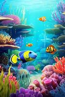 underwater world fish corals photo