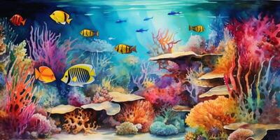 submarino mundo pescado corales foto