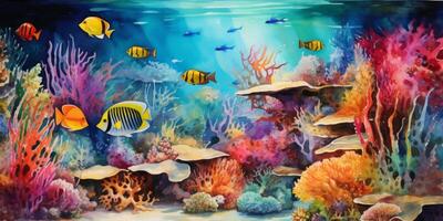 underwater world fish corals photo