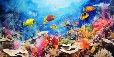underwater world fish corals photo