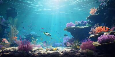 underwater world fish corals photo