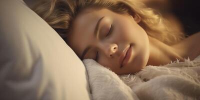 woman sleeping in bed photo