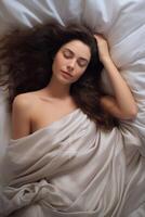 woman sleeping in bed photo