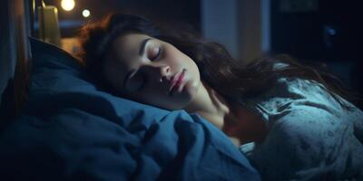 woman sleeping in bed photo