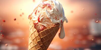 helado en una taza de waffle foto