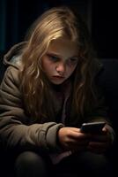 surprised girl with phone photo