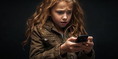 surprised girl with phone photo