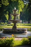 fuente en el parque de la ciudad foto