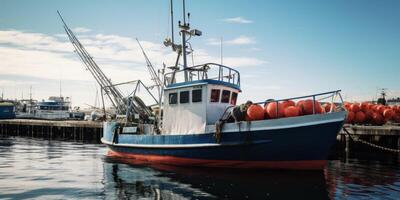 catching seafood in the ocean on boats photo