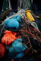 catching seafood in the ocean on boats photo