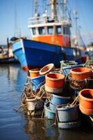 catching seafood in the ocean on boats photo