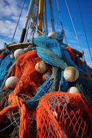 catching seafood in the ocean on boats photo