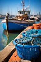 catching seafood in the ocean on boats photo