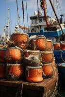 catching seafood in the ocean on boats photo