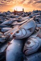 catching seafood in the ocean on boats photo