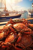 catching seafood in the ocean on boats photo