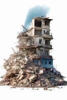 destroyed city buildings from earthquake photo