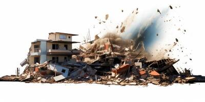 destroyed city buildings from earthquake photo