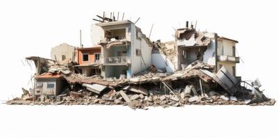 destroyed city buildings from earthquake photo