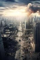 destroyed city buildings from earthquake photo