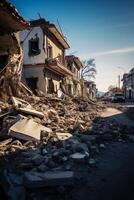 destroyed city buildings from earthquake photo