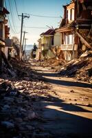 destroyed city buildings from earthquake photo